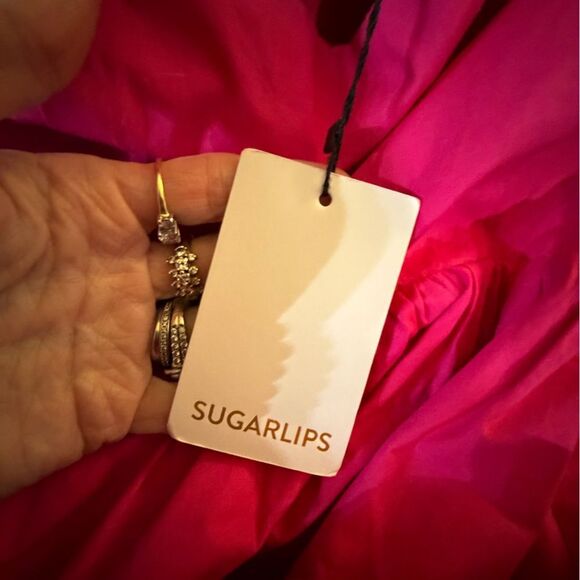 NWT SugarLips Marion Oversized Puff Sleeve Babydoll Mini Dress Sz M - Picture 7 of 9